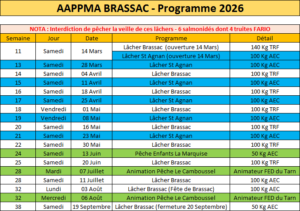 AAPPMA BRASSAC - Programme 2026